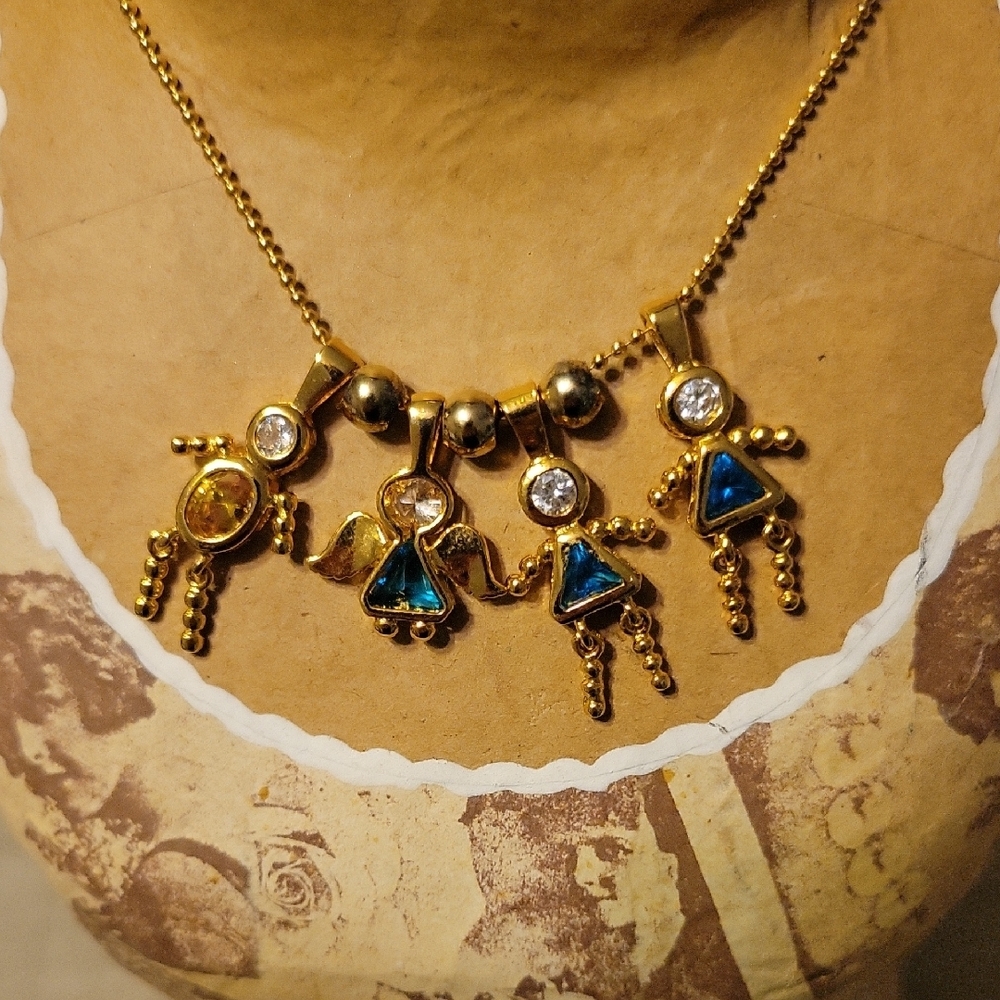 Gold and Blue Pendant Necklace